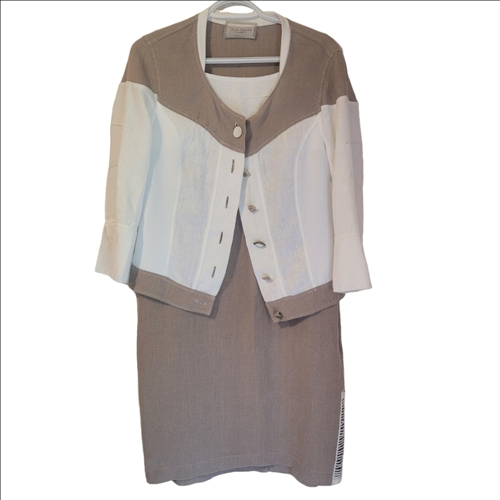 Elisa Cavaletti Daniela Dallavalle Linen Dress Blazer Button Down Jacket Set